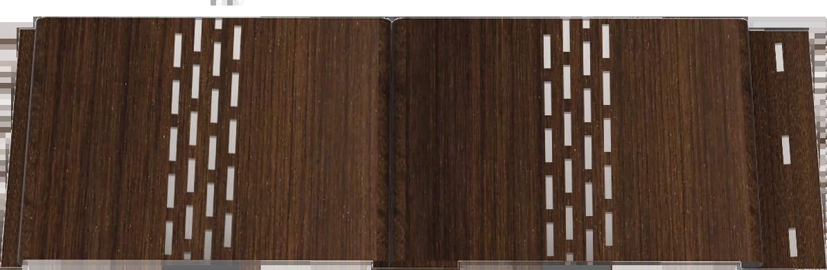 Two pieces of soffit in a woodgrain finish.